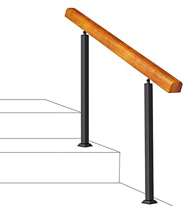 Pasamanos de Madera, barandilla de Escalera para Interior y Exterior, con 2 Postes, pasamanos de Seguridad para Suelo.