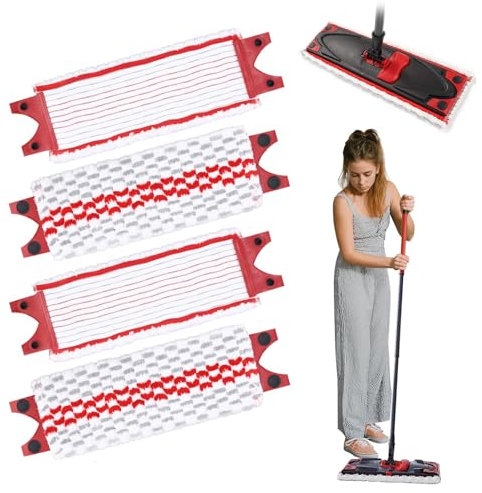 4 Pièces Serpillere Recharge pour Vileda Balai Microfibre Kit, pour Vileda Ultramax Mop/Plus Easy Wring Absorbante Recharge, pour Enlevez Les Taches Sales Gardez Le Sol Propre, Lavable en Machine