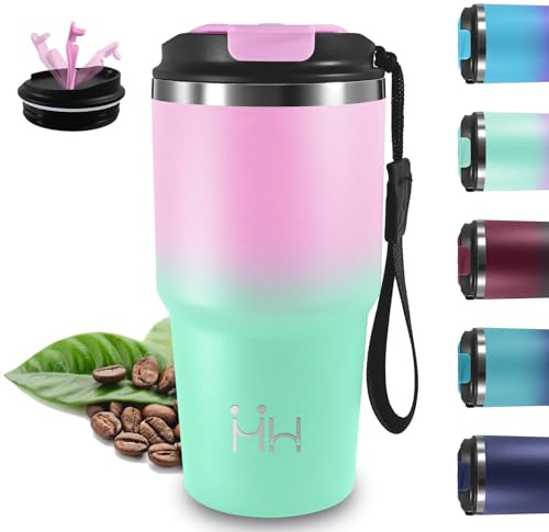 Termo Cafe, 20oz Vaso Termico, sin BPA, Taza Termica, Acero Inoxidable 18/8, Vaso Termo a Prueba de Fugas, Mantiene 8H Frio/6H Calor, Doble Aislamiento, para Viajes, Cafetería, Gimnasio