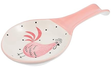 Healifty 1Pc Ceramic Spoon Rest Holder Stylish Utensils Rack for Kitchen Dining Pink Color Easy to Clean and Practical Spoon Holder for Families Restaurants and Hotels