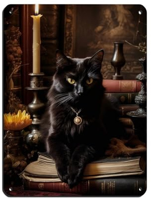NFFBGFD Schwarze Katze, Porträt, viktorianischer Kunstdruck, Blechschild, Vintage, Metall, Pub, Club, Café, Bar, Zuhause, Wandkunst, Dekoration, Poster, Retro, 30 x 40 cm