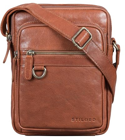 STILORD Orion Crossbody Tasche Herren Leder Kleine Umhängetasche Echtleder Vintage Herrentasche Messenger Bag 10,9 Zoll iPad Tasche Farbe:schwarz