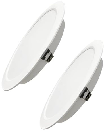 LUXULA 2 Stück LED Einbauleuchte rund Weiß Ø117x25mm, 6W 600lm, IP44 | CCT 2700K 4000K 6000K einstellbar, IP44 Einbaustrahler flach, LED Deckenstrahler 230V für Bad, Küche und Innenräume