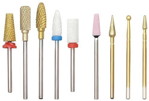 Chewtoyo Nagelbohrer-Set aus Wolframstahl und Keramik, 9-teilig, für elektrische Nagelfeile, Maniküre und Polieren, universelle Passform, mit Etui