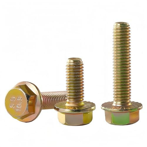 YIIFLY Tornillos hexagonales con brida M10x40 mm, rosca M10x1,5, acero aleado grado 10.9, zincado color, rosca completa, 8 unidades
