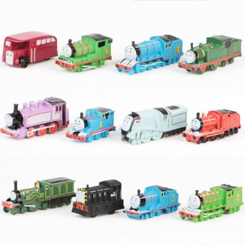 ZPSOSPZ Mini Train Toys, Miniature train ornament 12Pcs Train Truck Model, Car Toys Mini Jigsaw Puzzle Preschooler Toys, Birthday Gifts for Boys and Girls