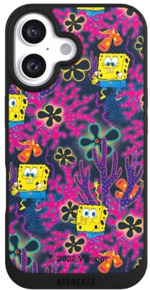 Handyhülle kompatibel mit Apple iPhone 16 Hülle Silikon Case Schwarz Spongebob Schwammkopf Kindheit Offizielles Lizenzprodukt