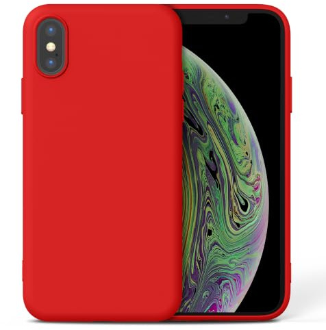 Nonional Silikon Hülle für iPhone X/Xs, Kameraschutz Stoßfest Kratzfest Dünn Handyhülle - Bordeauxrot