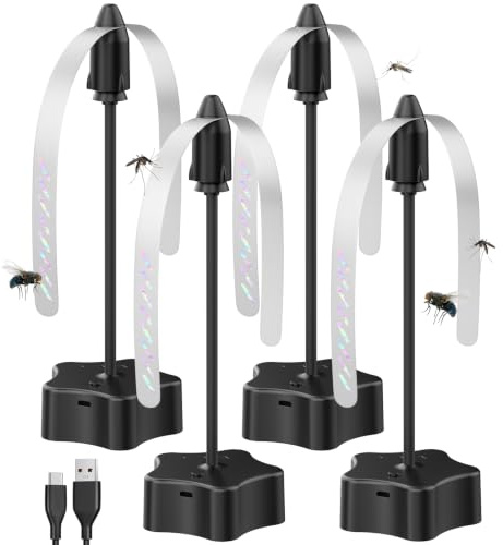 4 ventole mosche da tavolo, ricaricabile, con cavo USB, portatile, per patio, ristorante, giardino, picnic, efficace deterrente per insetti per mosche, zanzare