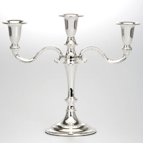 Kerzenleuchter Metall Silber 3-armig 22cm
