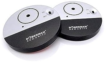 WER Doberman Security Slim Loud 100dB Alarm and Vibration Sensors-Modern & Ultra-Thin Design Compatible with Home, Office, Dorm Room or Even RVs (2-Pack)