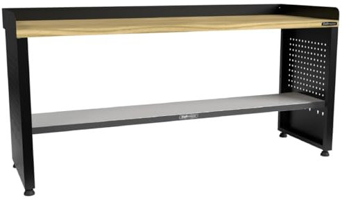 Kraftmeister werkbank 200 cm - mit Eiche-Arbeitsplatte - Schwarz