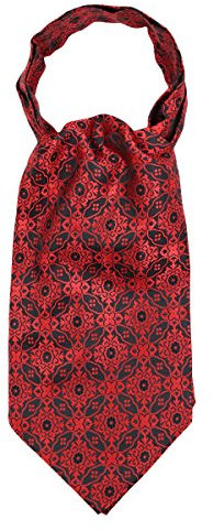 WANYING Herren Krawattenschal Ascotkrawatte Schal Cravat Ties Einfach Schick für Gentleman - Geblümt Rot & Schwarz