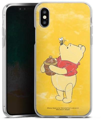 Custodia di silicone compatibile con Apple iPhone Xs Custodia trasparente Cover per smartphone trasparente Winnie the Pooh Disney Prodotto ufficiale su licenza