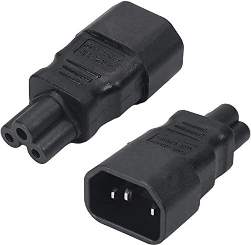 CABLEPELADO Netzadapter, IEC C14 Stecker auf C5-Buchse, IEC320 Stecker C14 auf C5-Buchse, C14 auf C5, Nennspannung 110 V-250 V, Nennstrom 10 A-16 A, Nennleistung: 2000 W, Schwarz