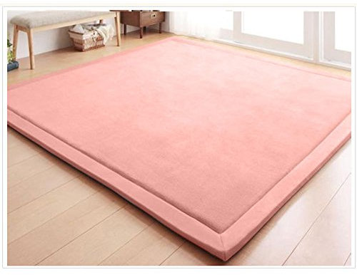 Loartee Tappeto di Velluto Corallo Ispessimento per Bambini Coperta strisciante Tappeto Morbido per Bambini Tatami Tappetino,Rosa,80x200cm