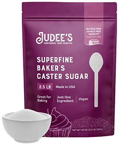 Judee's Gluten Free Superfine Caster Sugar - Fast-Dissolving Superfine Sugar for Baking & Beverages - Gluten-Free Purity for Health-Conscious Bakers - 2.5 lb