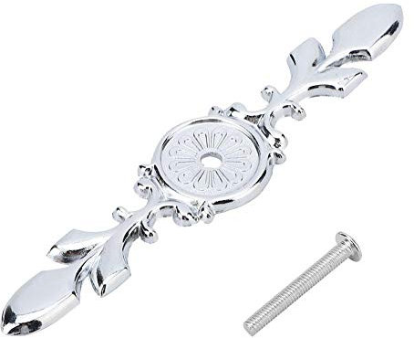 Zerone 10pcs Zinc Alloy Cabinet Handle Back Plate Retro Style Single Hole Door Handle Backplate(#3, Silver, 118mm)