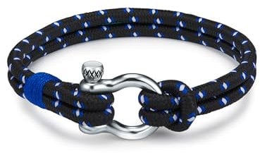 True Rebels Herren-Armband Textil blau Edelstahl - Männer-Schmuck Armbänder Freizeit mit Schäkel-Verschluss