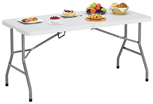 soges Gartentisch Klapptisch Campingtisch Faltbarer Gartentisch Esstisch aus Aluminium Keine Montage und leicht zu tragen,150 * 70CM