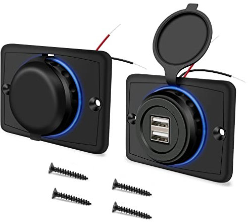 YGL Prise de Chargeur Double USB Voiture étanche,12V/24V Panneau de Charge USB de Prise, pour Motos, Bateaux, Camions (2 Pièces)