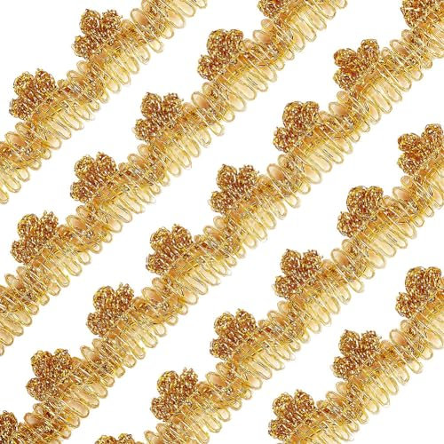 FINGERINSPIRE 13,7m 18mm Metallic Spitzenbesatz Gold Handwerk Spitzenband verziert Gimpenbesatz für Hochzeit Braut, Kostüm oder Schmuck, Kunsthandwerk und Nähen