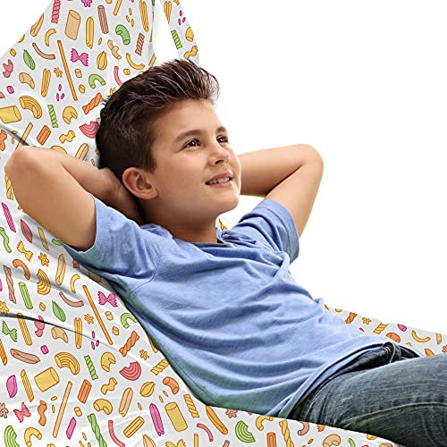 ABAKUHAUS Essen Unicorn Spielzeugtasche Liegestuhl, Italienische Spaghetti Rigatoni, Hochleistungskuscheltieraufbewahrung mit Griff, Mehrfarbig