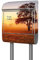 banjado® Briefkasten mit Standfuß personalisierbar Motiv Sonnenaufgang - Stand Briefkasten mit Zeitungsfach pulverbeschichtet aus Stahl Silber - Postkasten A4 Einwurf inkl. 2 Schlüssel