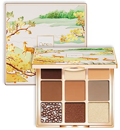 CATKIN Lidschatten Palette, Professional Eyeshadow Palette mit 9 Hochpigmentierten Matt Schimmer Glitzer Lidschatten Augenschatten Makeup Set C15