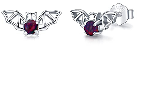 Fledermaus Ohrringe 925 Sterling Silber Tier Ohrstecker Gothic Hypoallergen Opal Ohrringe Halloween Weihnachten Schmuck Geschenke für Frauen Mädchen
