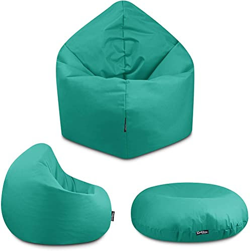 2in1BuBiBag - 2in1 Sitzsack Bodenkissen - Outdoor Sitzsäcke Indoor Beanbag in 32 Farben und 4 Größen - Sitzkissen für Kinder und Erwachsene (155 cm, Türkis)