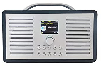 ALANO Radio FM / DAB+ / Bluetooth/AUX IN - Radio portátil de madera con pantalla a color de 2,4 TFT y modo de alarma doble, radio DAB en diseño retro para jardín y cocina (negro)