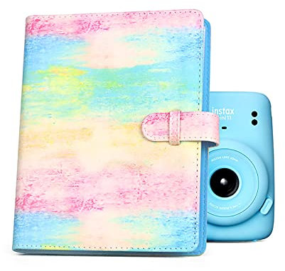 Rieibi Mini-Fotoalbum mit 128 Taschen, Brieftasche aus PU-Leder, Fotoalbum für Fujifilm Instax Mini Evo/11/8/9/7s/25/70/90 Sofortbildkamera, Fotoalbum für Polaroid