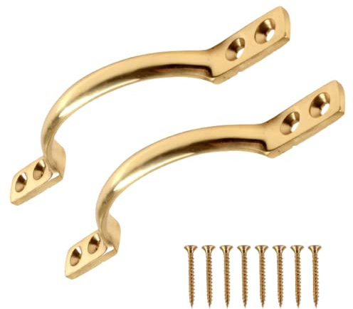 Pull Handle Brass 6 Inch 150mm Brass Bow Handle for Furniture or Sash Window Frames Cabinet Drawer Cupboard Knobs Pack of 2.
