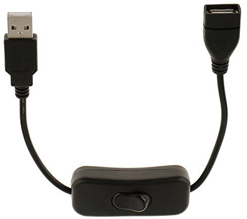 Pyatofyy USB A Male to Female Extension Cable with Switch On/Off, 28cm, USB Power Switch, LED Strips/Driving Recorder Compatible