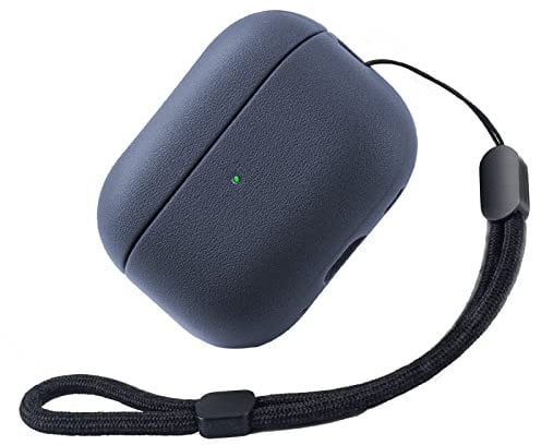 Teyomi Funda Compatible con AirPods Pro 2ª generación, Toque de Cuero Funda para Apple Airpods Pro 2 con Correa de Mano, TPU airpods Pro 2 Case (Azul Oscuro)