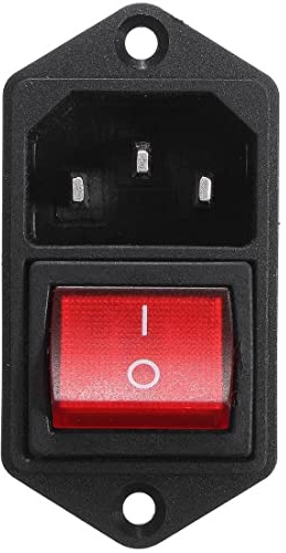 CABLEPELADO Netzstecker mit Rahmen | C14 AC 10A 250V | DPST Wippschalter, 3-polig, rote LED-Anzeige, geeignet für Industriemaschinen, Freizeitmaschinen, 3D-Drucker
