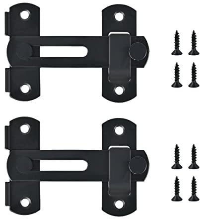 TMBMLPP Sliding Barn Door Lock, 2 Pack Black Stainless Steel Gate Latches, Flip Latch Safety Door Bolt, Garage Door Locks,Latch Lock, for Wine Cabinet, Outdoor, Garage, Window, Garden, Closet Door