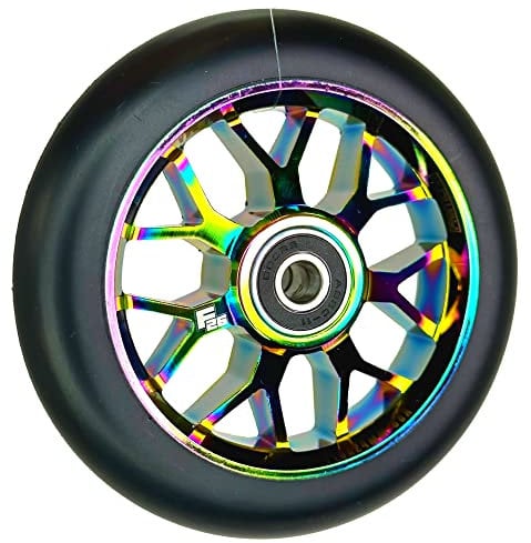 Fantic26 Spy7 Stunt Scooter Rolle I Trick I Tret I Kinder I Roller I Wheel I 110mm I ABEC 11 I Schnell I Leise I Freestyle (Neochrome/Pu Schwarz)