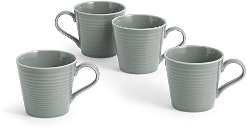 Royal Doulton Mugs, Stoneware, Designed to Mix & Match, Gordon Ramsay Maze Mug 400ml 13.5floz Dark Grey, Set of 4