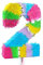 Pinata Zahl 2 bunt pastell