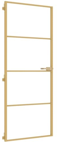 vidaXL Innentür Schlank Golden 83x201,5 cm Hartglas und Aluminium