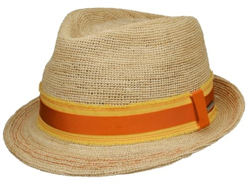 Stetson Chapeau de Paille Crochet Trilby Femme/Homme - Soleil D'Ete Plage a Franges Printemps-ete Ete - XL (60-61 cm) Nature