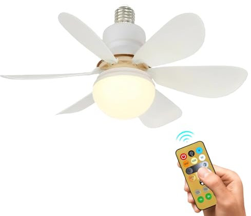 TOHCSYYl Ceiling Fan with Light and Remote Control, Ceiling Fan Light Dimmable 3 Colors, 30W/40W Quiet Ceiling Fan Lamp with 6 Blades 3 Timer, for Bedroom Living Room Kitchen (30W White), MUJJ8643