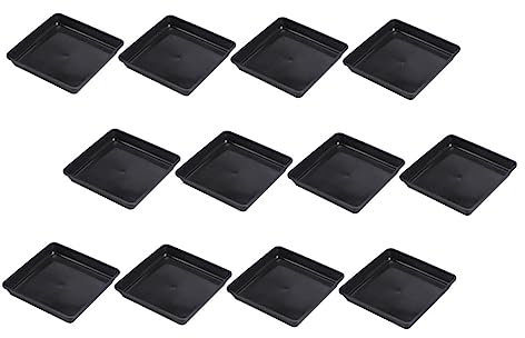 BESPORTBLE Quadratische Pflanzuntersetzer in Schwarz 12 Stück aus Kunststoff Langlebig und Schützend für Blumentöpfe für Zuhause und Garten