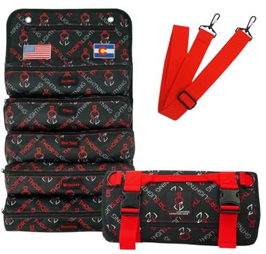 Thor's Lightning Sac à outils universel enroulable et durable pour mécaniciens et électriciens, avec plusieurs compartiments, convient pour un usage domestique et professionnel.