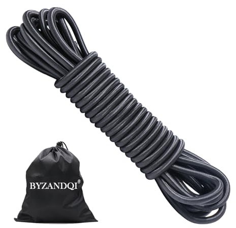 BYZANDQI Gummiseil Expanderseil 8 mm 10 m Schwarz - Planenseil Spannseil Gummileine für Anhängerplane Plane Zelte Netz Banner (Schwarz, 8mm x 10M)