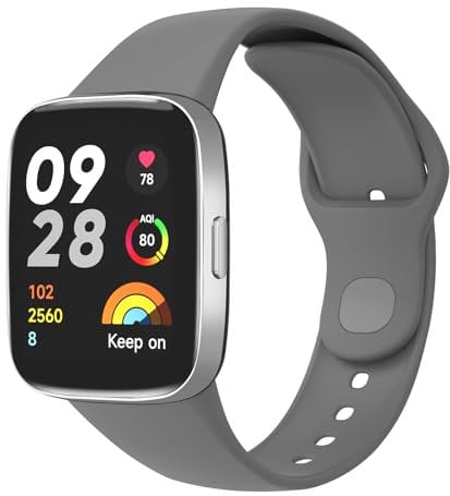Vancle Correa para Xiaomi Redmi Watch 3 Active, Silicona Suave Gris Oscuro