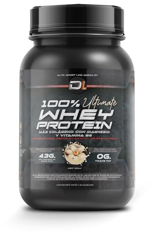 Whey Protein | Proteína en Polvo con Colágeno, Magnesio y Aminoácidos | Aumenta la masa muscular | Apoya el desarrollo y la recuperación muscular | Proteína fácil de digerir | Sabor Vainilla 1kg