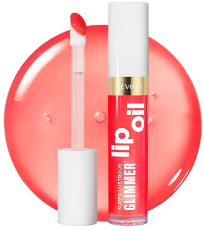 Revlon Super Lustrous Glimmer Lip Oil – Hydrating Lip Gloss Oil with Plant-Based Squalane, Conditioning Shine, Non-Sticky Cushion Feel, Plumping Gloss Finish, Glow Mama